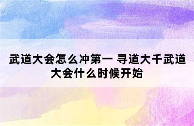 武道大会怎么冲第一 寻道大千武道大会什么时候开始